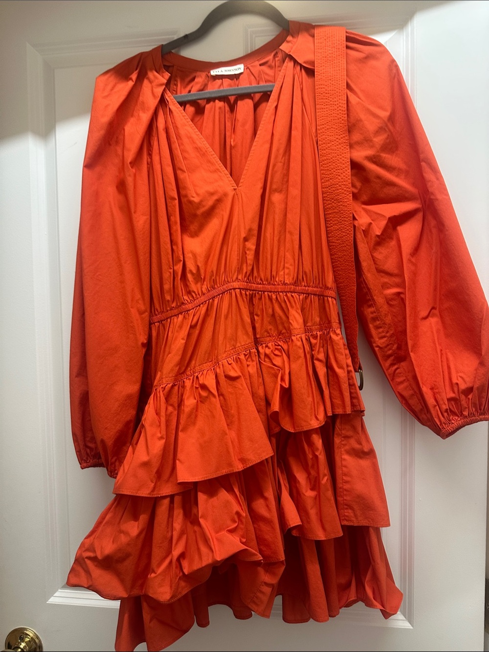 Ulla Johnson Orange Tiered Ruffle Dress Coat